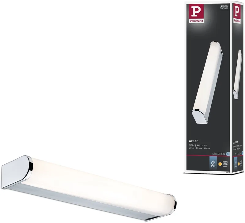 Selection Bathroom LED-wandlamp Arneb IP44 3000K 550lm 230V 9W de Paulmann en Chrome – photo produit