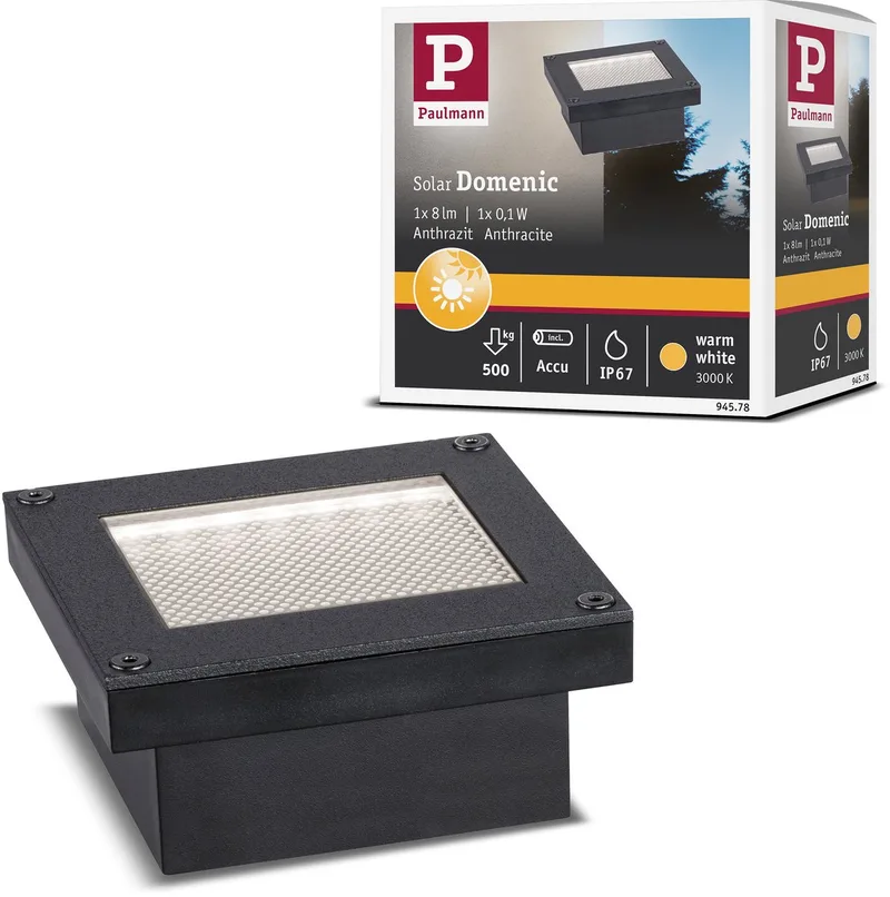 Domenic LED-Solar-Bodeneinbaulampe 8x8cm von Paulmann in Schwarz – Produktfoto