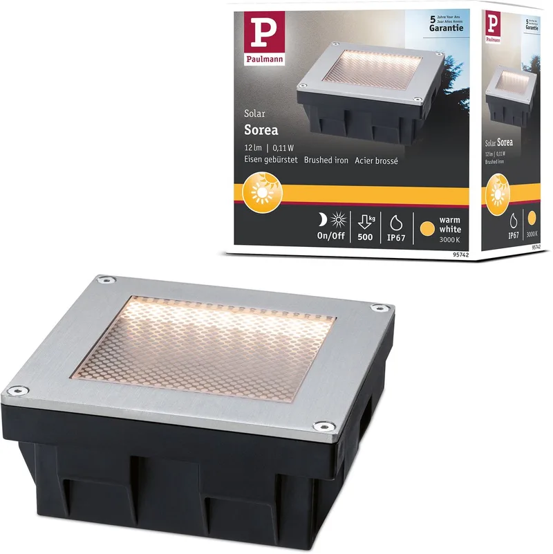 Paulmann 95742 Luminaire solaire LED encastré au sol CEE: A (A - G) 0.11 W blanc chaud fer (brossé) de Paulmann en Staal geborsteld – photo produit