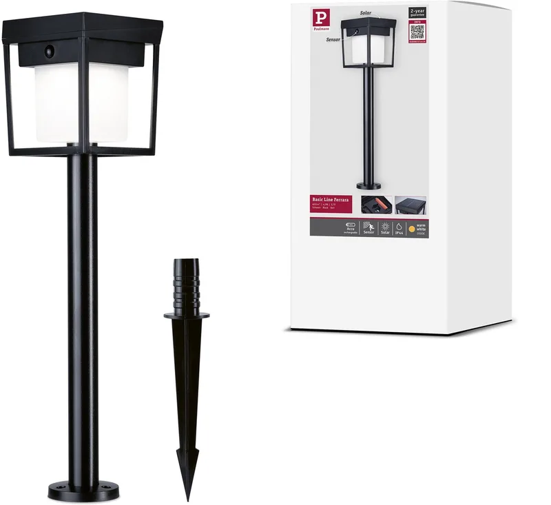 Solar LED-grondpen Ferrara IP44 3000K 400lm 121x690 mm de Paulmann en Noir – photo produit