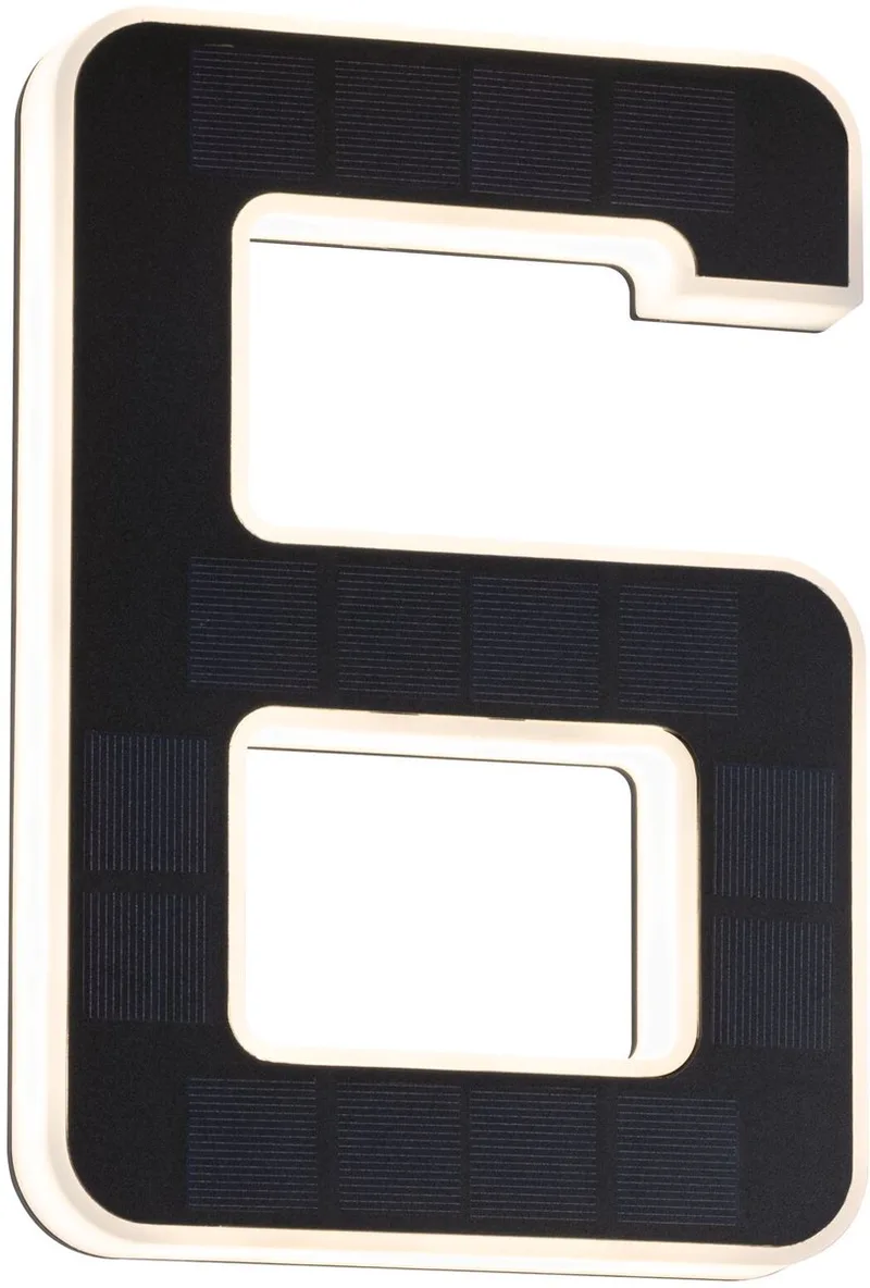 Éclairage solaire LED pour numéro de maison incl. batterie remplaçable numéro 6 IP44 3000K 6lm de Paulmann en Noir – photo produit