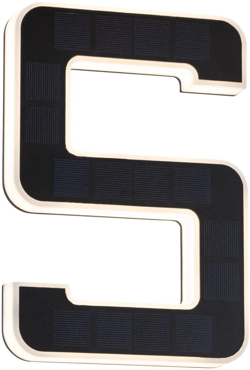 Éclairage solaire LED pour numéro de maison incl. batterie remplaçable numéro 5 IP44 3000K 6lm de Paulmann en Noir – photo produit