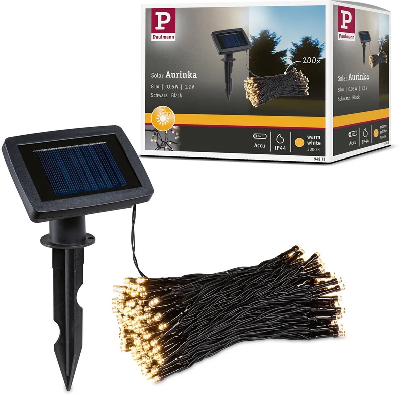 Solar LED-lichtketting Aurinka IP44 3000K 200x6lm de Paulmann en Noir – photo produit