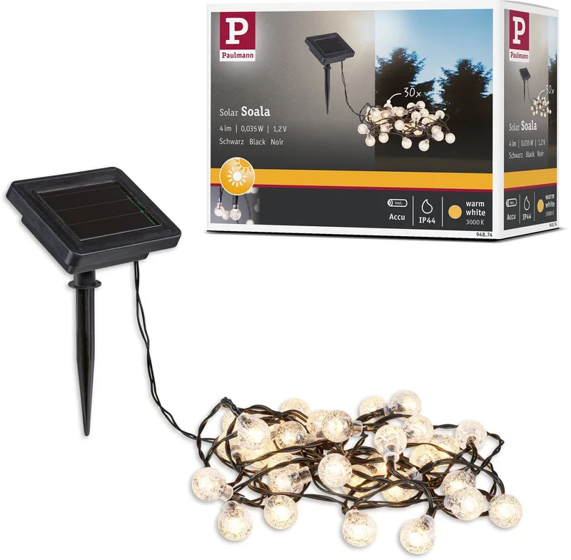 Solar LED-lichtketting Soala IP44 3000K 30x3lm de Paulmann en Noir – photo produit