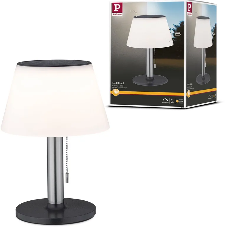 Paulmann 94309 Solcells-bordslampa EEK: A (A - G) 0.8 W Varmvit Rostfritt stål från Paulmann i Edelstaal – produktbild