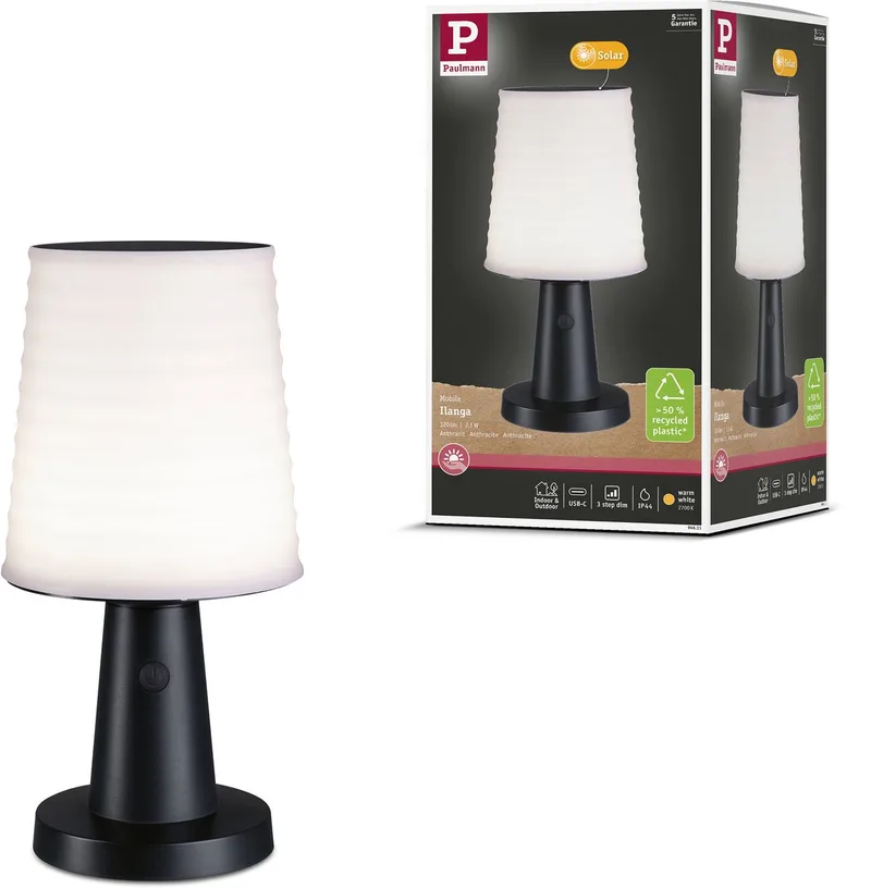 Ilanga 94611 Lampe de table solaire LED 2.1 W anthracite de Paulmann en Anthracite – photo produit