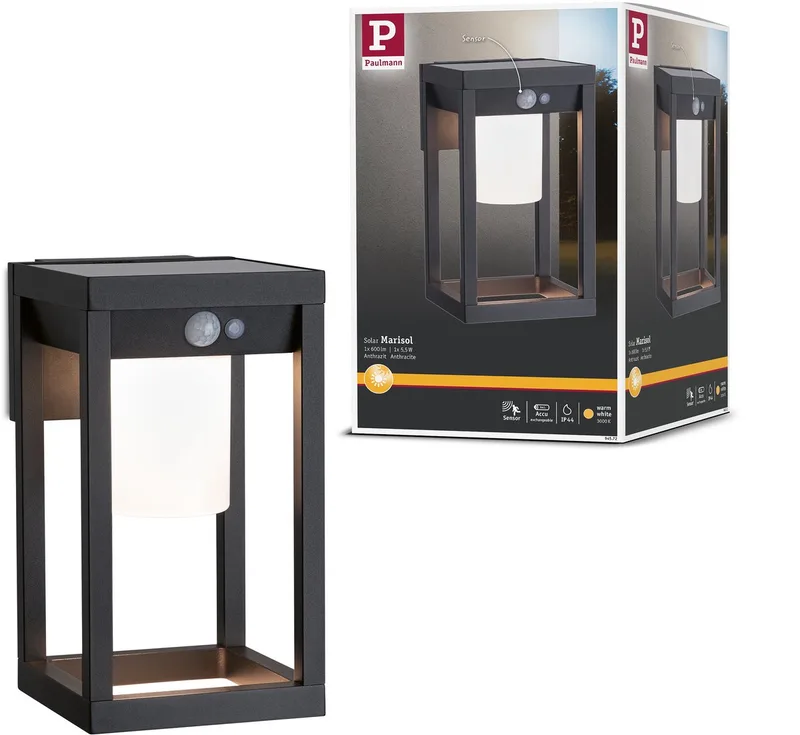 Marisol Solaire Luminaire avec Sensor Noir de Paulmann en Noir – photo produit
