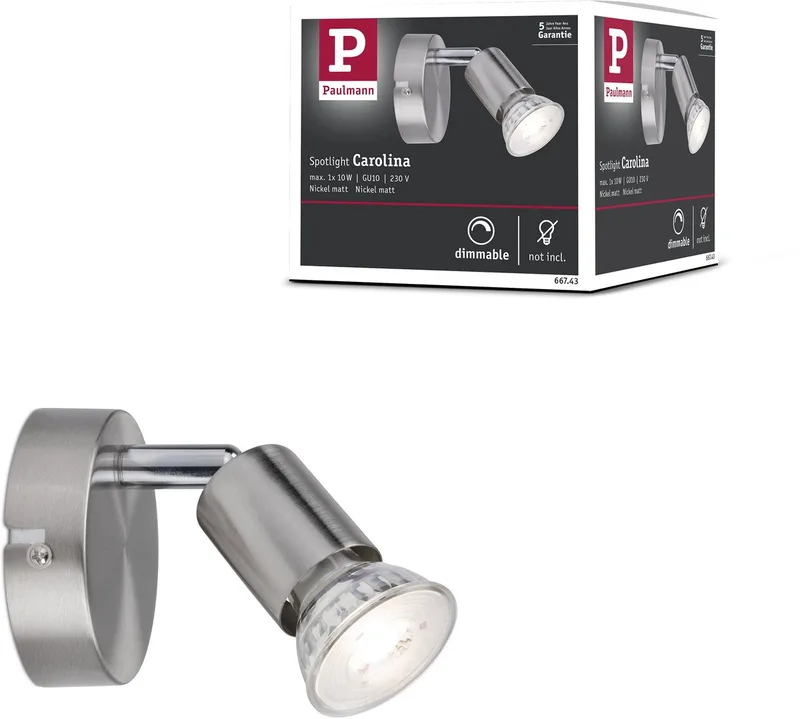 Spotlight Carolina GU10 230V max. 10W dimbaar från Paulmann i Nikkel mat – produktbild