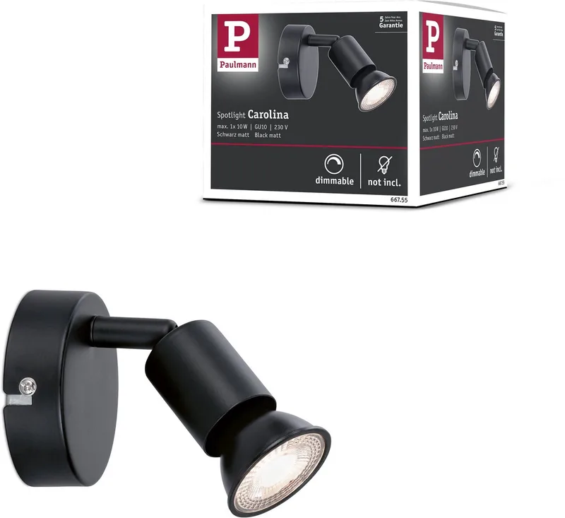 Spotlight Carolina GU10 230V max. 10W dimbaar von Paulmann in Zwart mat – Produktfoto