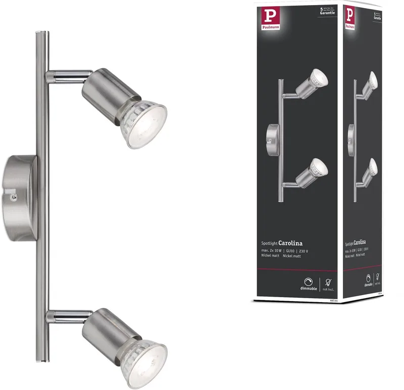 Spotlight Carolina GU10 230V max. 2x10W dimbaar de Paulmann en Nikkel mat – photo produit