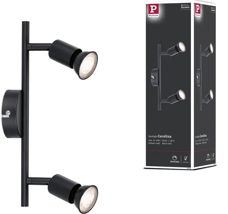 Spotlight Carolina GU10 230V max. 2x10W dimbaar fra Paulmann i Zwart mat – produktbillede