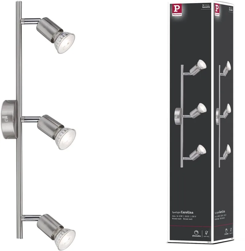Spotlight Carolina GU10 230V max. 3x10W dimbaar fra Paulmann i Nikkel mat – produktbillede