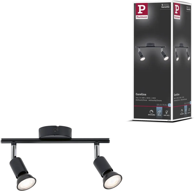 Spotlight Carolina IP44 GU10 230V max. 2x10W dimbaar Antraciet, Chroom fra Paulmann i Antracit, Krom – produktbillede