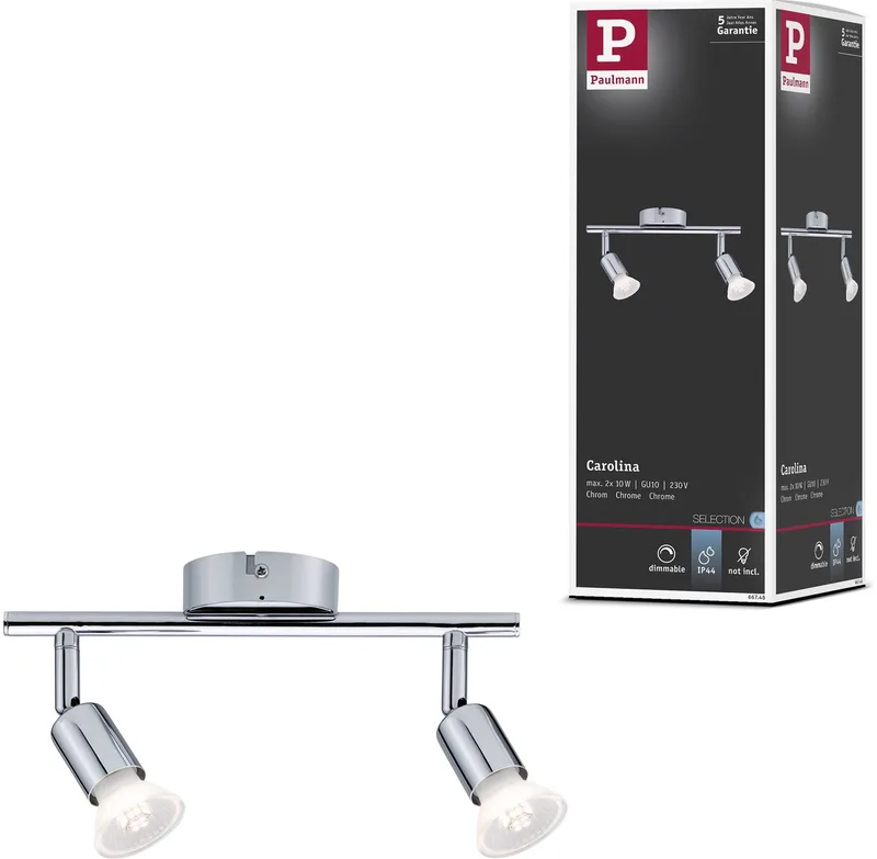 Spotlight Carolina IP44 GU10 230V max. 2x10W dimbaar by Paulmann in Chrome – product photo