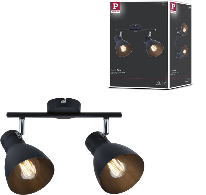 Spotlight Davy E27 230V max. 2x20W dimbaar by Paulmann in Black – product photo
