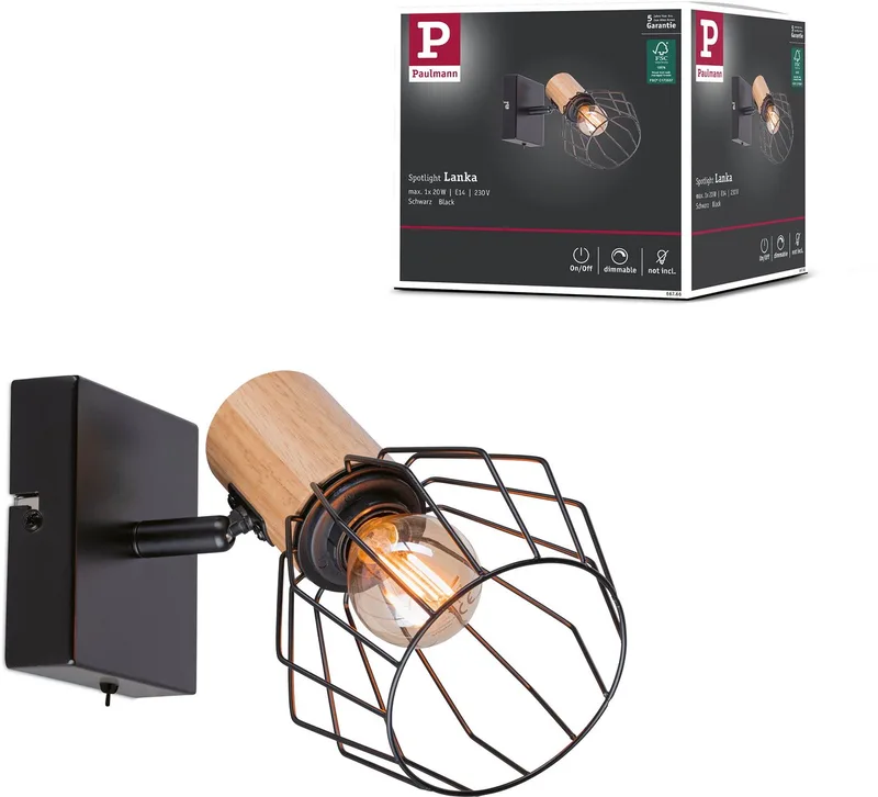 Spotlight Lanka E14 230V max. 20W dimbaar fra Paulmann i Sort – produktbillede