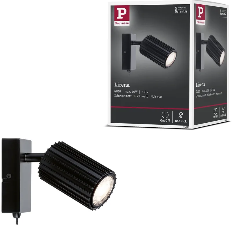 Lirena 94919 Spot de plafond GU10 10 W noir (mat) de Paulmann en Zwart mat – photo produit