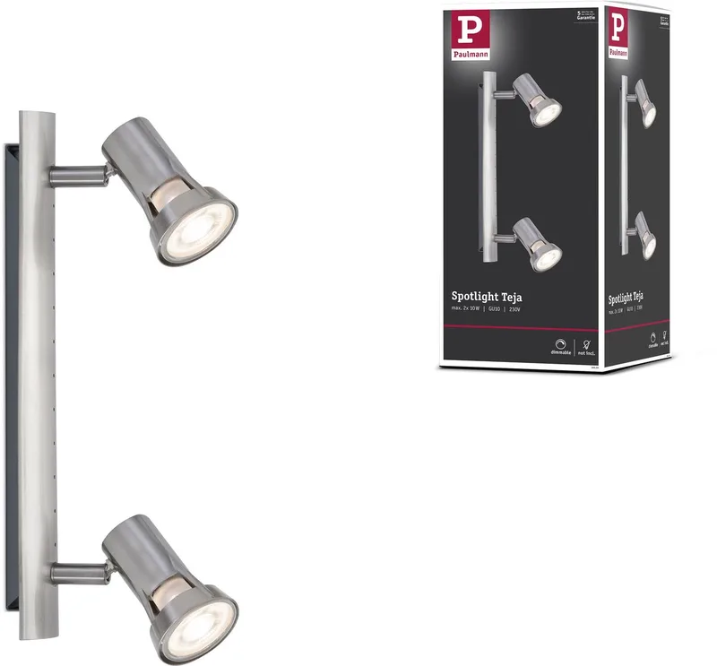 Spotlight Teja GU10 230V max. 2x10W dimbaar de Paulmann en Nikkel gesatineerd – photo produit