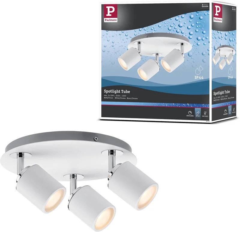 Tube 66719 Plafonnier de salle de bain 30 W blanc, chrome de Paulmann en Blanc, Chrome – photo produit