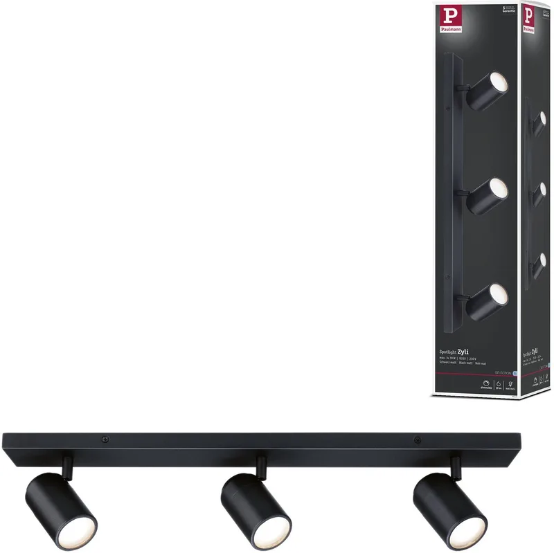 Spotlight Zyli IP44 GU10 230V max. 3x10W dimbaar från Paulmann i Zwart mat – produktbild