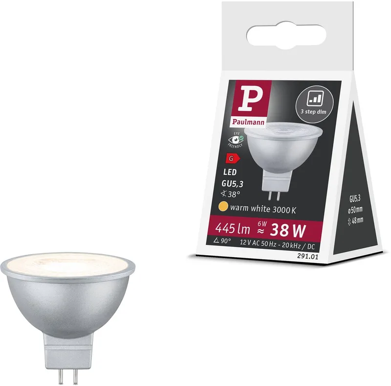 Paulmann 29101 LED CEE G (A - G) GU5.3 6 W blanc chaud (Ø x H) 50 mm x 48 mm 1 pc(s) de Paulmann – photo produit