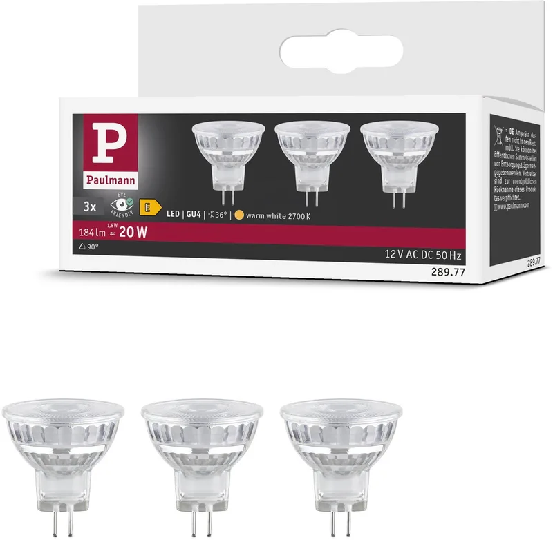 Standaard 12 V LED-reflector GU4 3x184lm 3x1,8W 2700K Zilver från Paulmann – produktbild