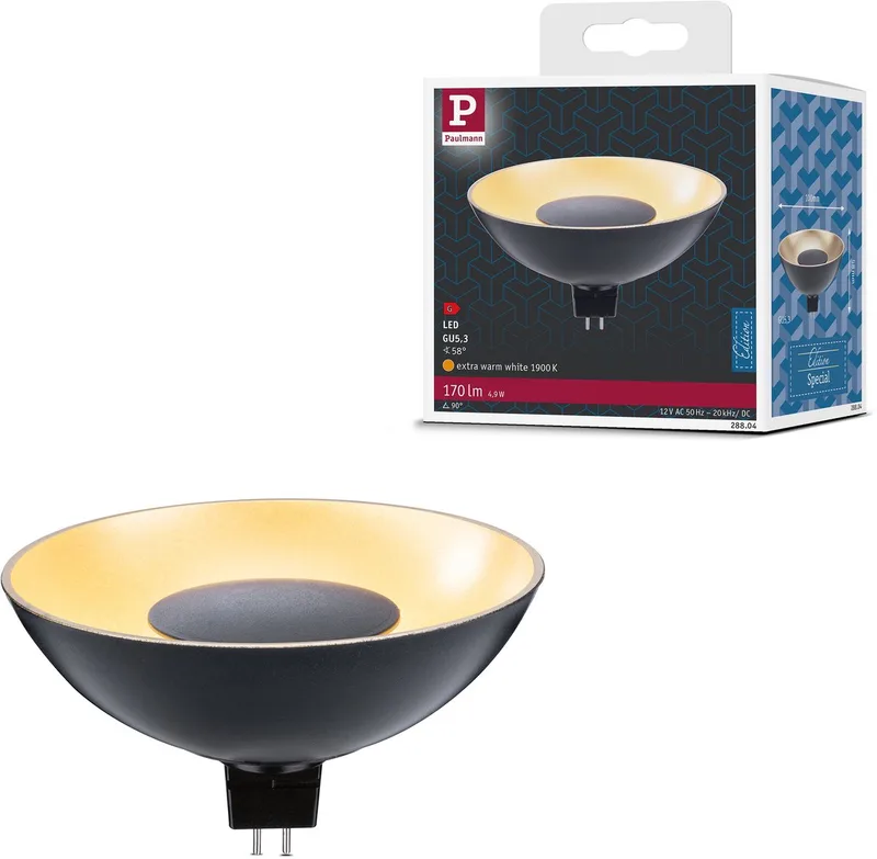 Standaard 12 V LED-reflector GU5,3 170lm 4,9W 1900K Zwart, Goud de Paulmann – photo produit