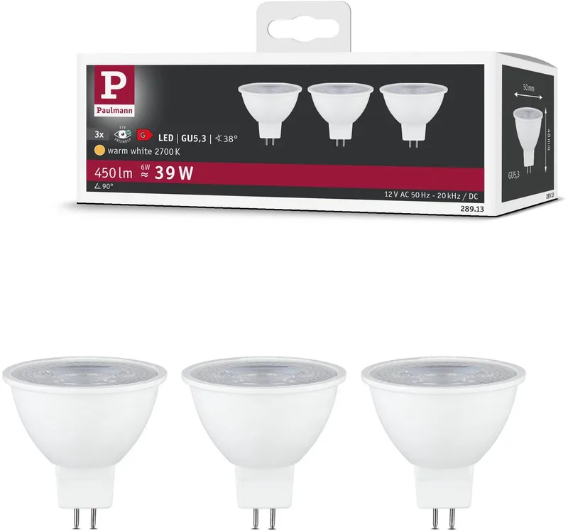 Standaard 12 V LED-reflector GU5,3 Set van 3 3x450lm 3x6W 2700K Wit de Paulmann – photo produit