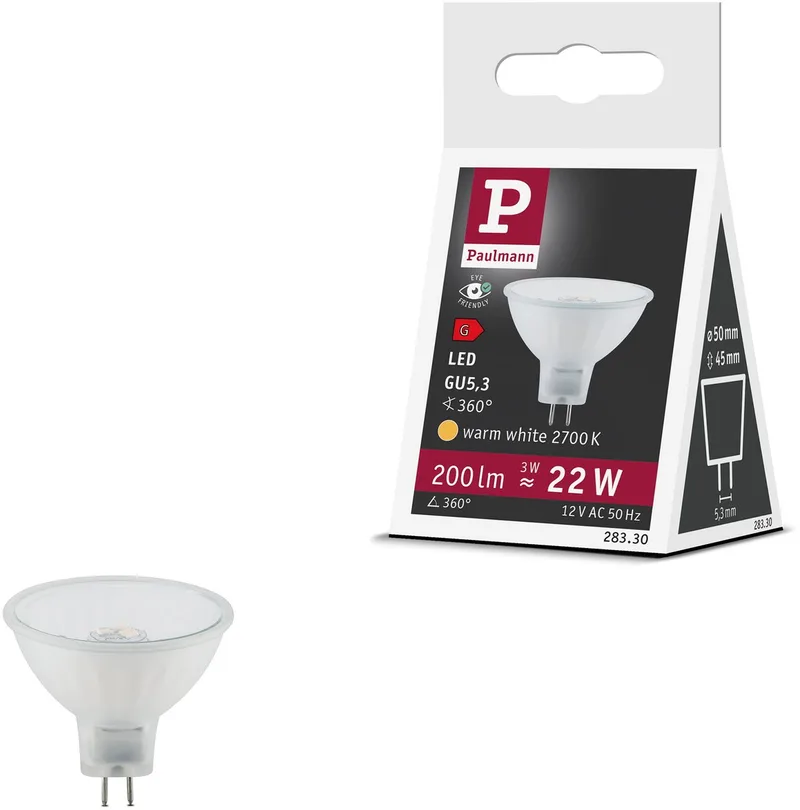 Standaard 12 V LED-reflector Maxiflood GU5,3 200lm 3W 2700K Softopaal de Paulmann – photo produit
