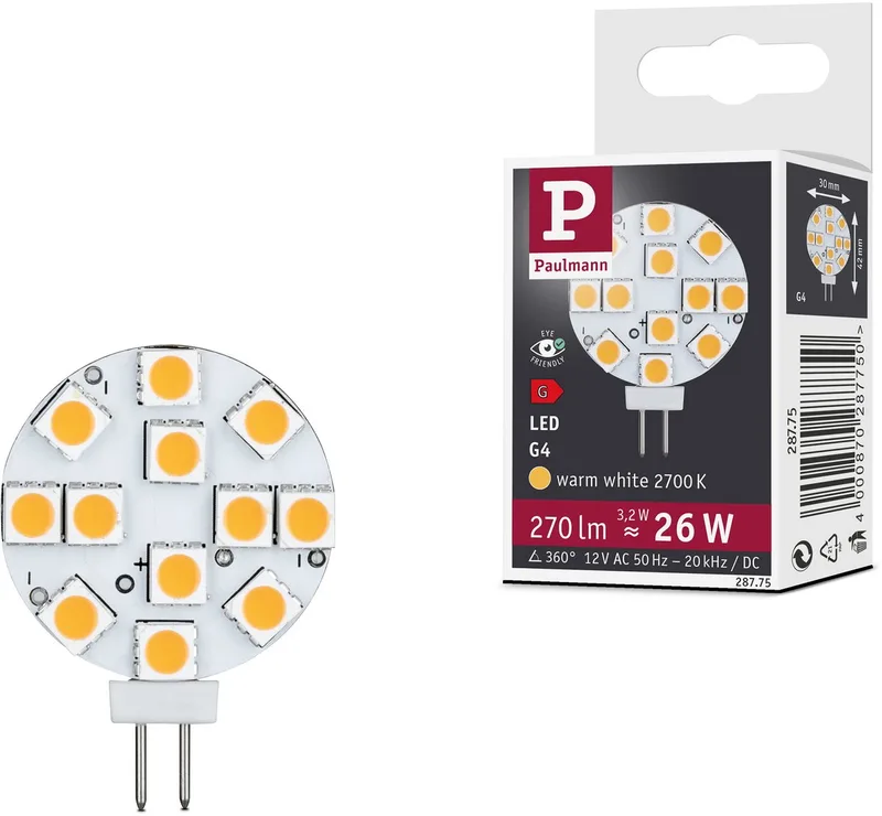 Standaard 12 V LED stiftfitting G4 270lm 3,2W 2700K Wit de Paulmann – photo produit