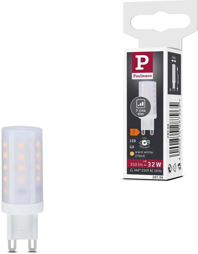 Standaard 230 V 3-Step-Dim LED stiftfitting G9 Set van 1 350lm 4W 2700K dimbaar Helder de Paulmann – photo produit
