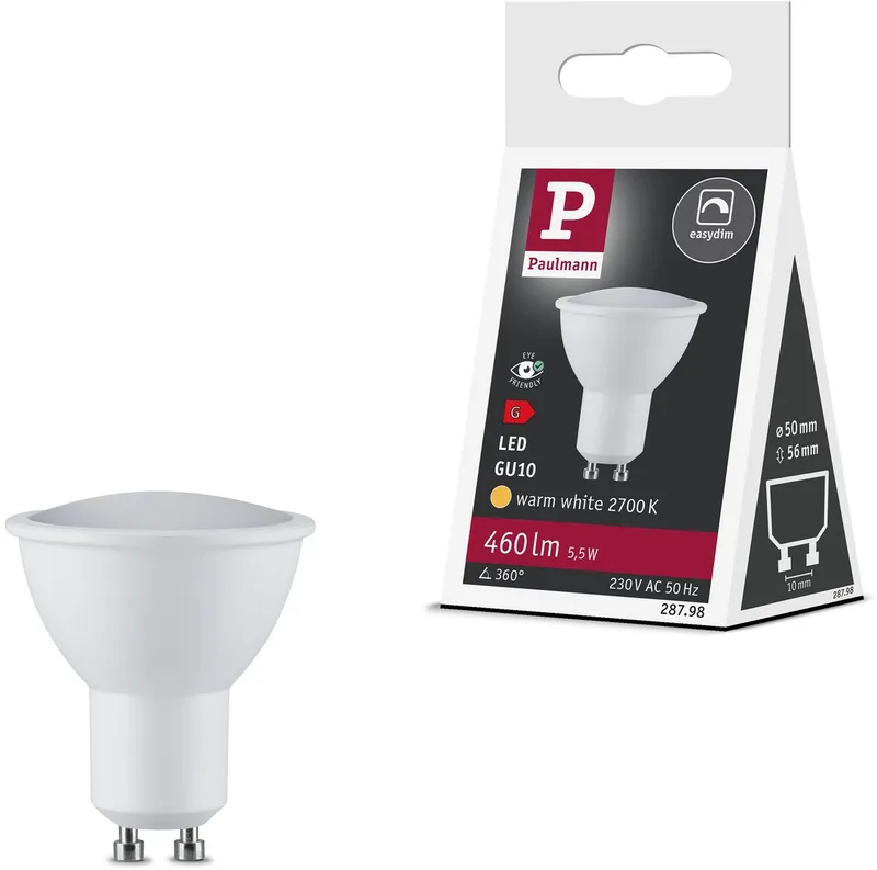 Standaard 230 V Easy Dim LED-reflector GU10 460lm 5,5W 2700K dimbaar Wit van Paulmann – productfoto