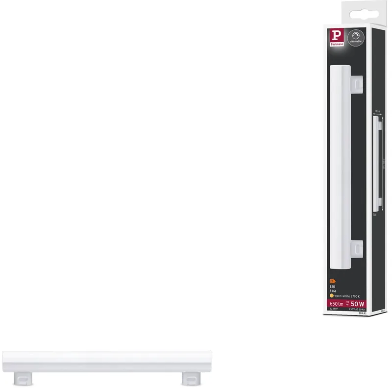 Standaard 230 V LED-buis S14s 300 mm 650lm 7W 2700K dimbaar Satijn by Paulmann – product photo