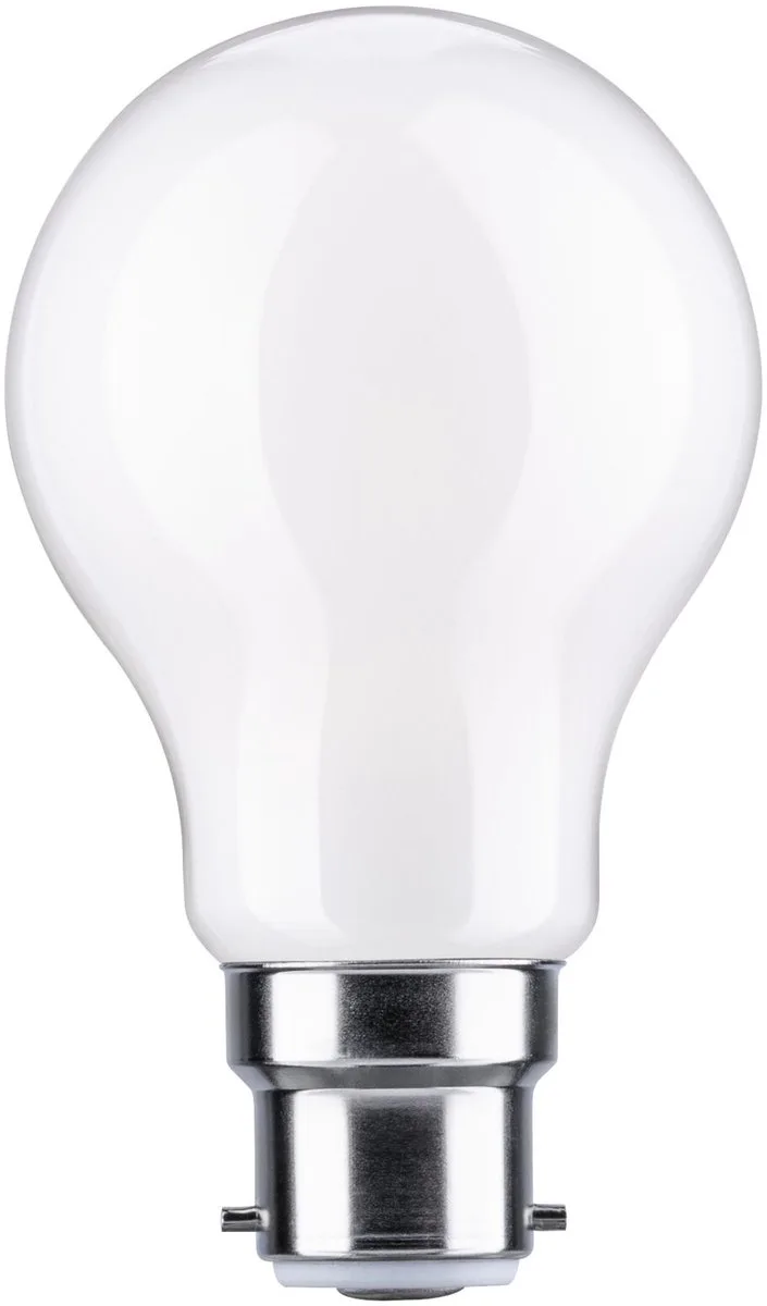 LED-pære B22d A60 9W 2.700 K opal dæmpes fra Paulmann – produktbillede