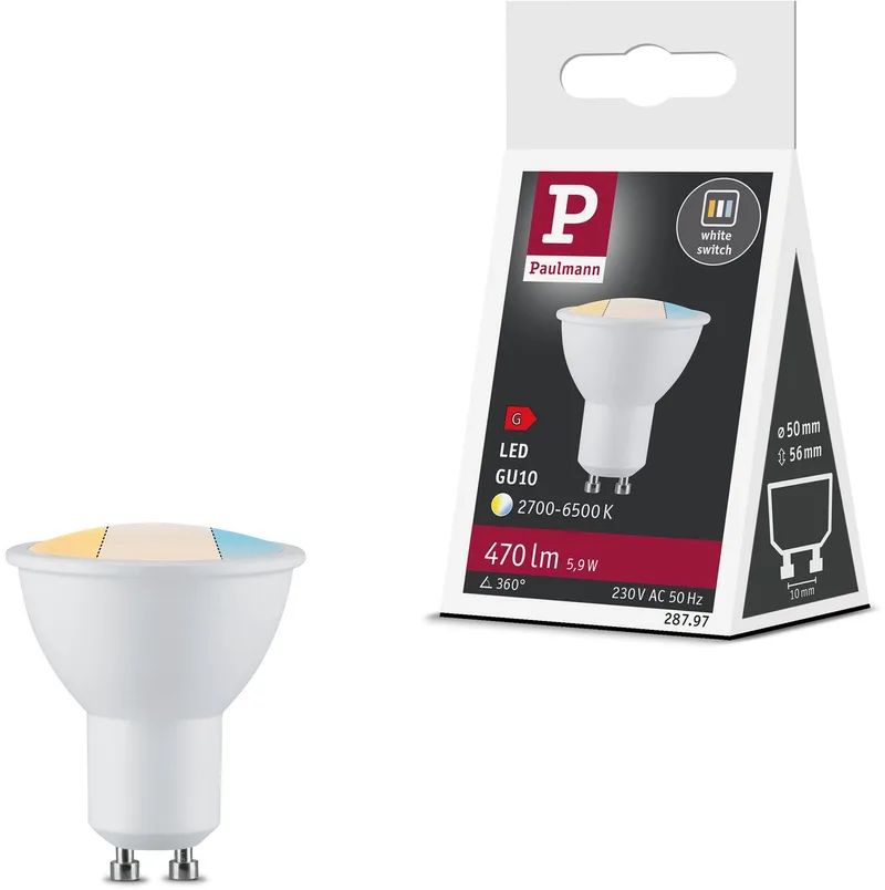 Standaard 230 V LED-reflector GU10 470lm 5,9W White Switch Wit von Paulmann – Produktfoto