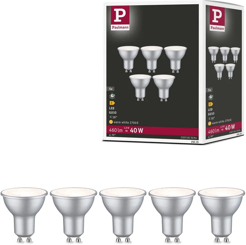 Paulmann 29235 LED EEK E (A - G) GU10 Reflektor 4.9 W Warmweiß (Ø x H) 51 mm x 54 mm 5 St. von Paulmann – Produktfoto