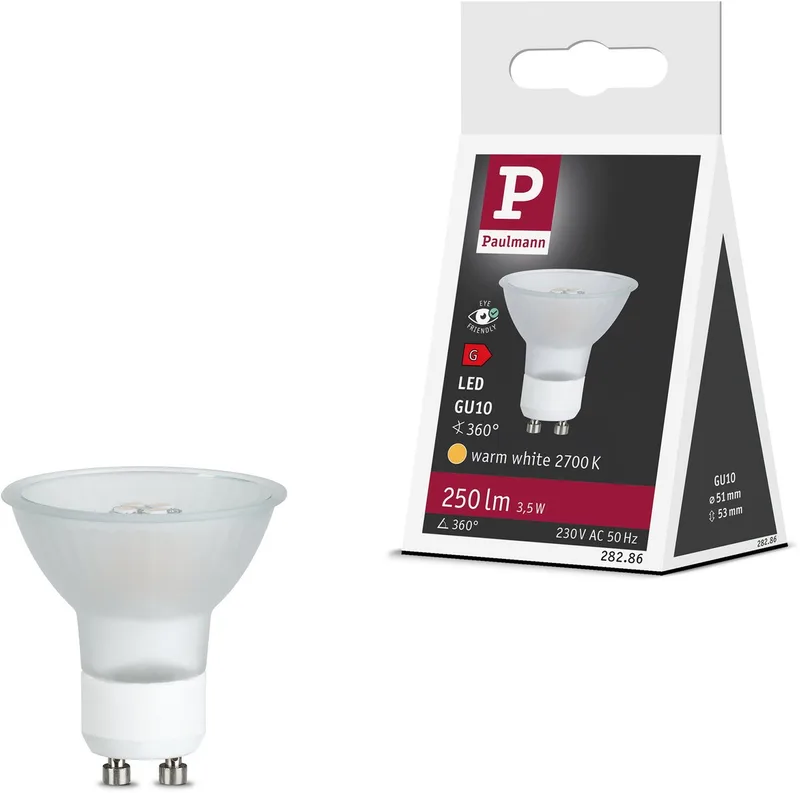 Standaard 230 V LED-reflector Maxiflood GU10 250lm 3,5W 2700K Softopaal van Paulmann – productfoto