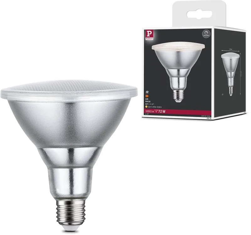 Standaard 230 V LED-reflector PAR38 1000lm 13,8W 3000K dimbaar Zilver de Paulmann – photo produit