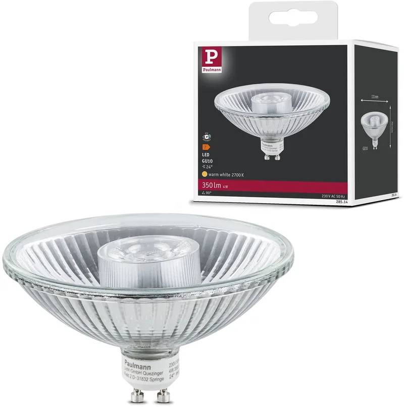 LED reflektor GU10 QPAR 111 4W klar 2.700 K 350 lm från Paulmann – produktbild