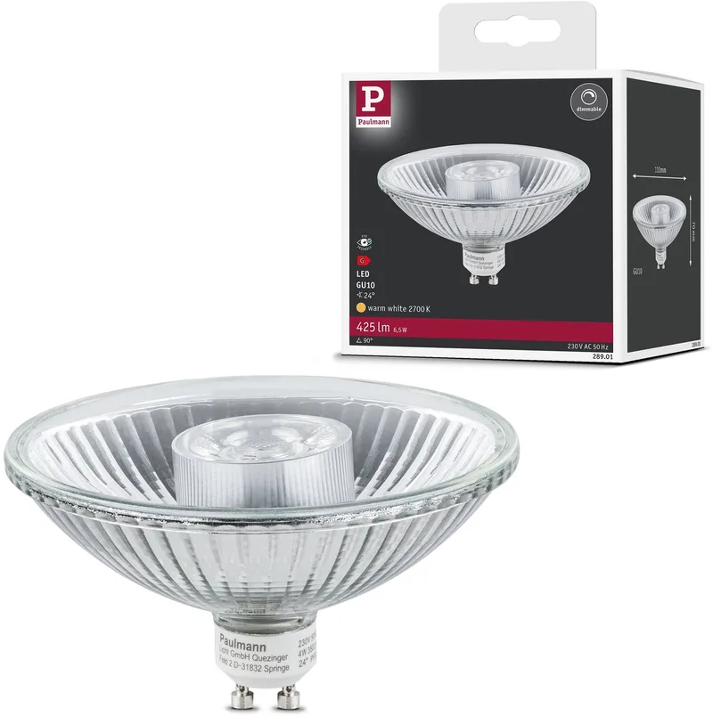 Standaard 230 V LED-reflector QPAR111 GU10 425lm 6,5W 2700K dimbaar Zilver de Paulmann – photo produit