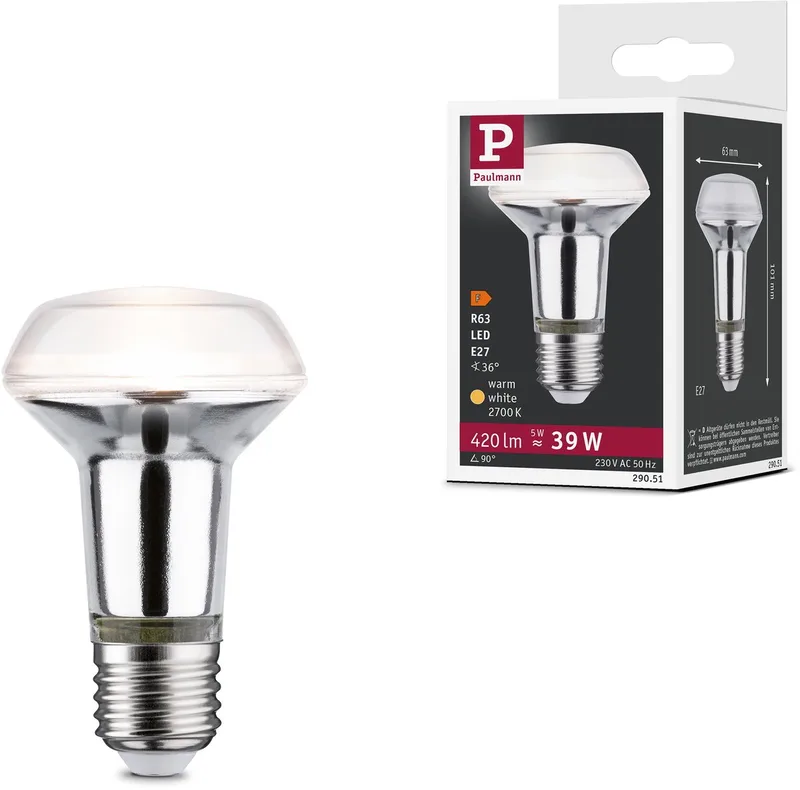 Standaard 230 V LED-reflector R63 420lm 5W 2700K Zilver de Paulmann – photo produit