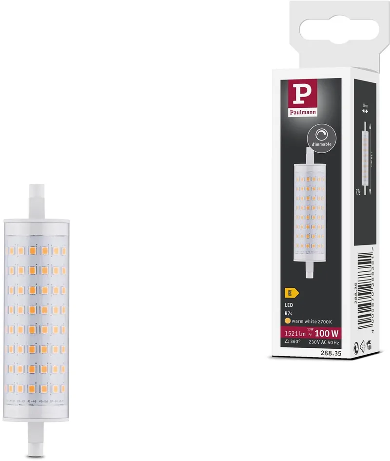 Standaard 230 V LED-staaf R7s 118 mm 1521lm 13W 2700K dimbaar Helder de Paulmann – photo produit