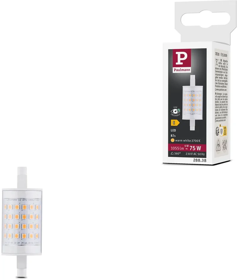 Standaard 230 V LED-staaf R7s 78 mm 1055lm 9W 2700K Helder de Paulmann – photo produit