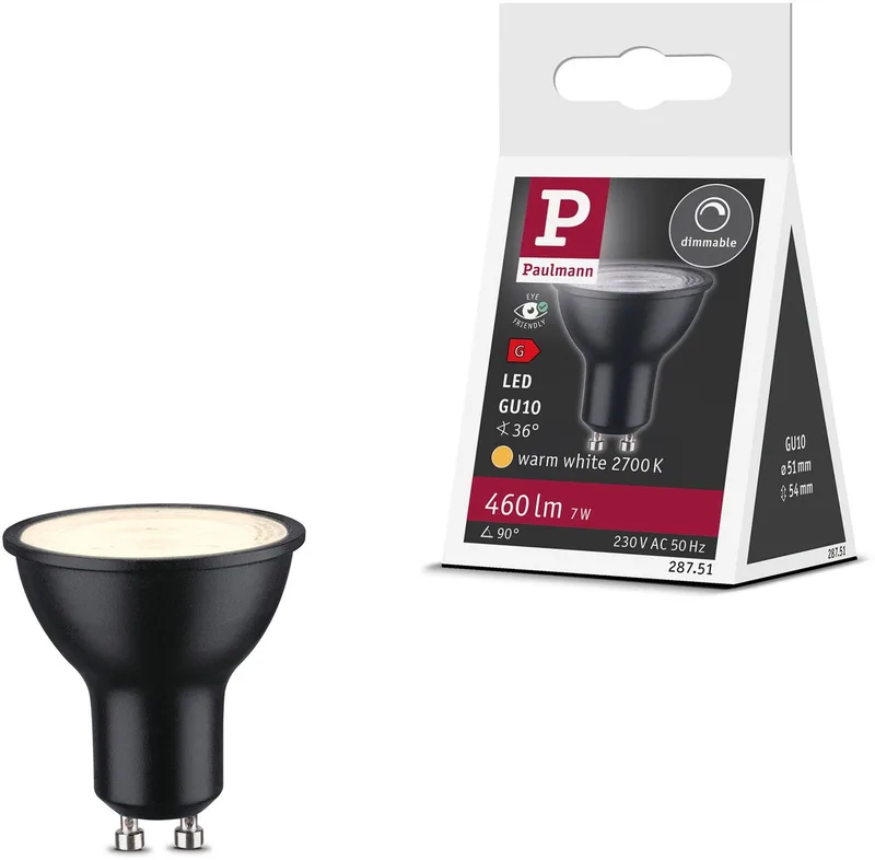 LED-reflektor GU10 7 W 2 700 K svart från Paulmann – produktbild