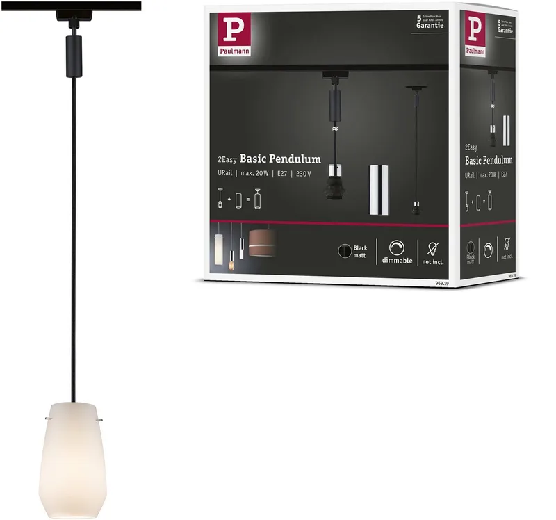 URail 2Easy Basic Pendel, svart matt från Paulmann i Zwart mat, Krom – produktbild
