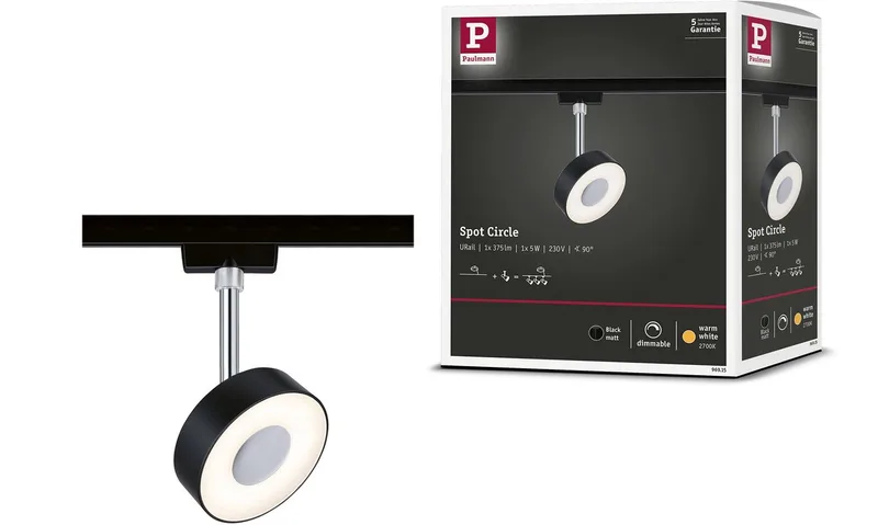 URail Railspot Circle 200lm 5W 2700K dimbaar 230V by Paulmann in Zwart mat – product photo