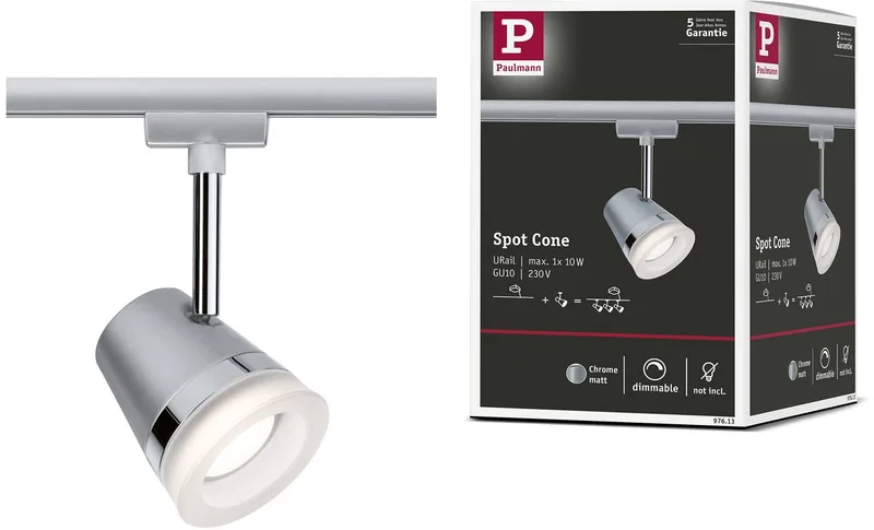 URail Cone spot med GU10-uttaget från Paulmann i Chroom mat, Krom – produktbild