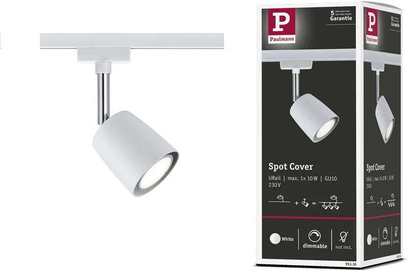 URail skenspot Cover, lös spot, GU10 max. 10W dimbar 230V vit, krom från Paulmann i Vit, Krom – produktbild