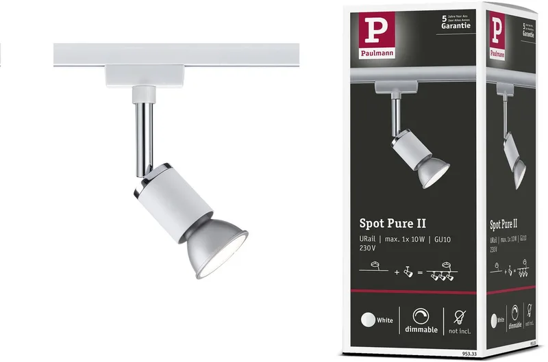 Pure II Högvolt-skensystem URail Vit, Krom von Paulmann in Weiß, Chrom – Produktfoto