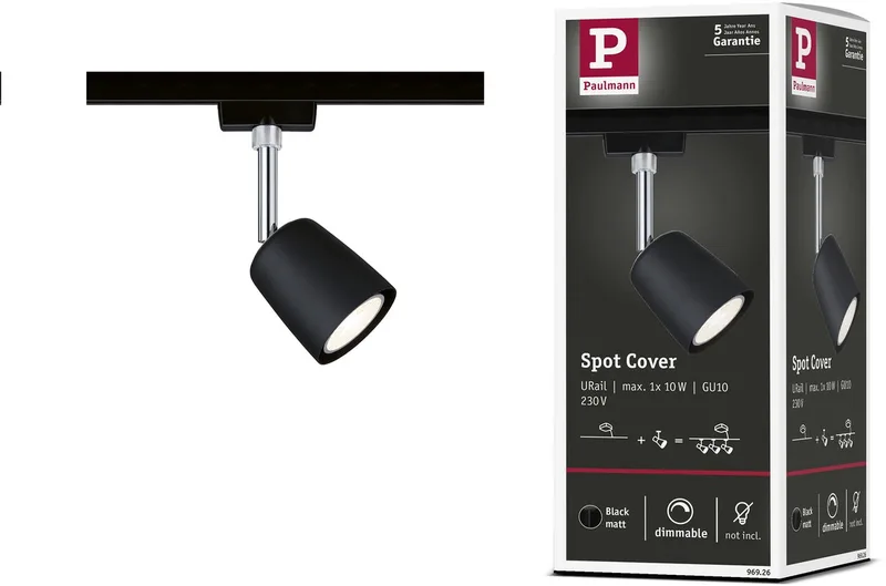 Cover Luminaire sur rail haute tension URail GU10 10 W LED noir (mat), chrome de Paulmann en Zwart mat, Chrome – photo produit